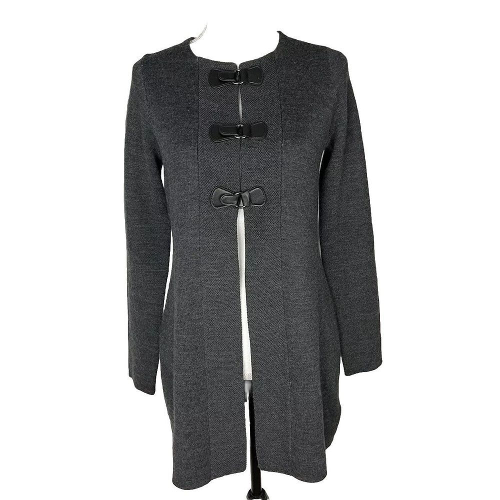 Ellen Tracy Cardigan Womens Size S Wool Blend Gray Sweater